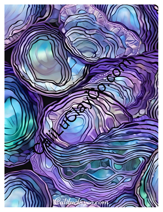 Purple & Teal Stones #7 Left & Right Polymer Clay Water-Soluble Transfer Sheet / Tattoo Paper