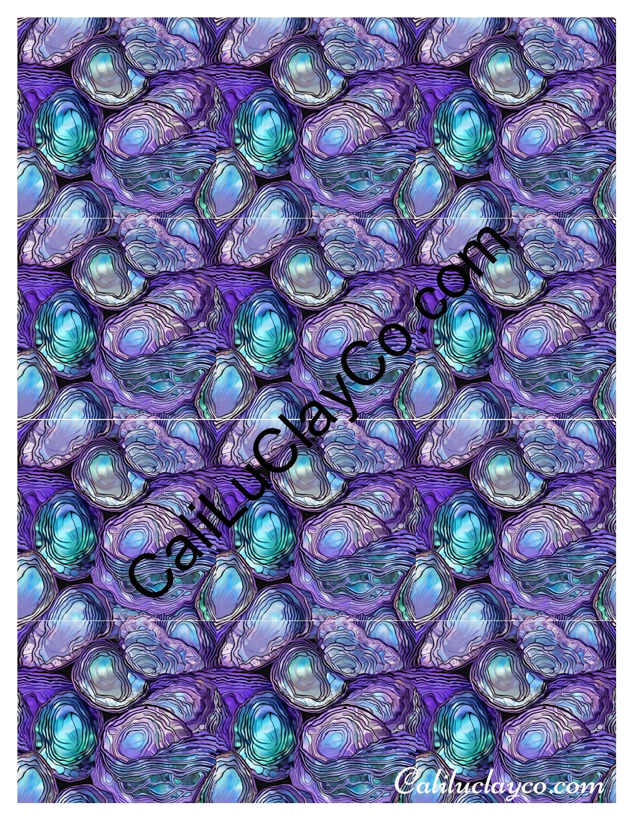 Purple & Teal Stones #7 MULTI Left & Right Polymer Clay Water-Soluble Transfer Sheet / Tattoo Paper
