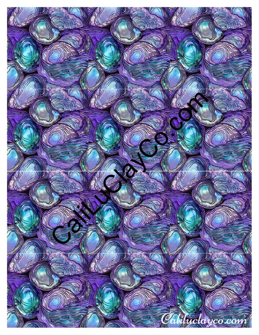 Purple & Teal Stones #7 MULTI Left & Right Polymer Clay Water-Soluble Transfer Sheet / Tattoo Paper