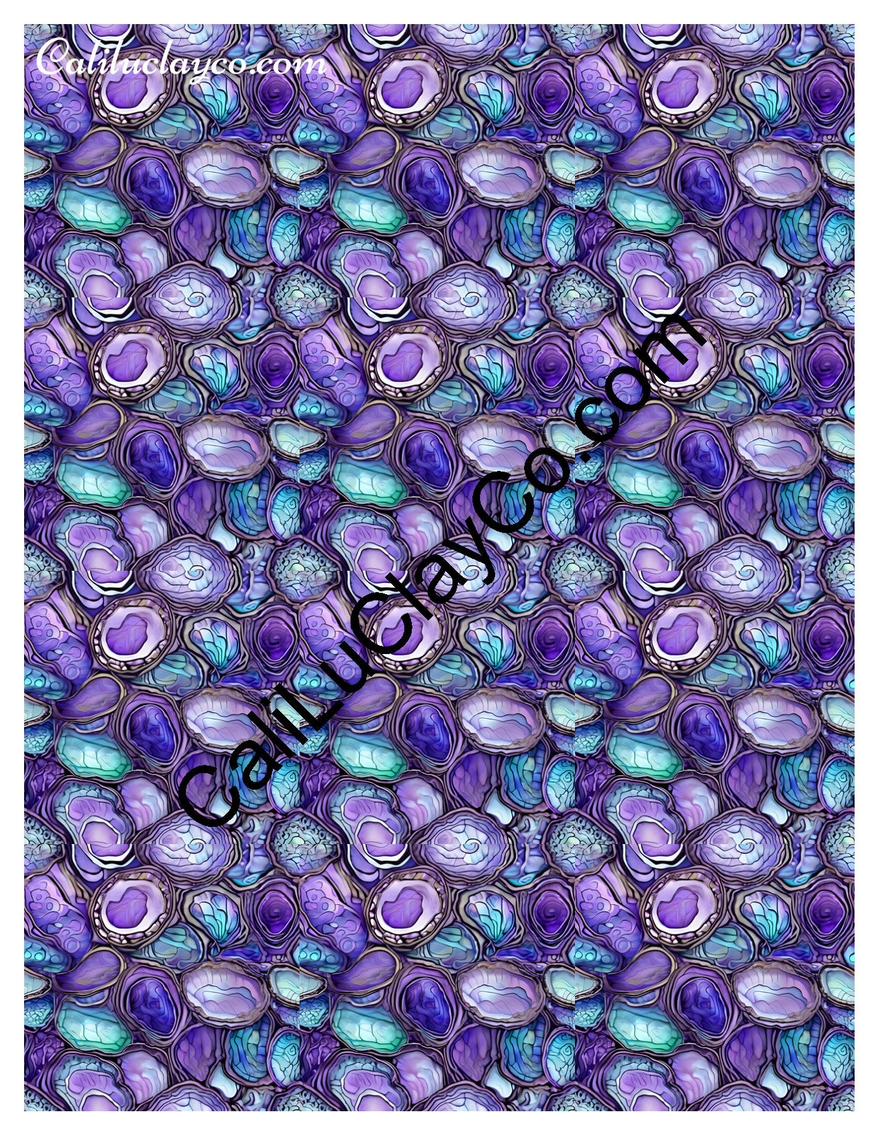 Purple & Teal Stones #8 MULTI Left & Right Polymer Clay Water-Soluble Transfer Sheet / Tattoo Paper