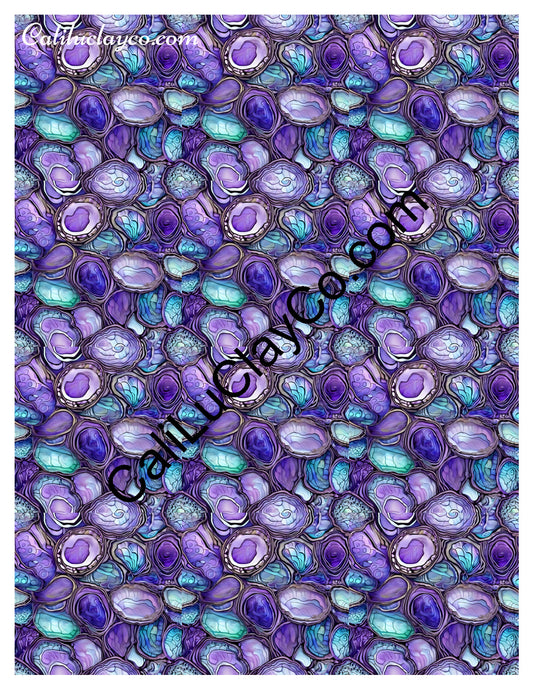 Purple & Teal Stones #8 MULTI Left & Right Polymer Clay Water-Soluble Transfer Sheet / Tattoo Paper
