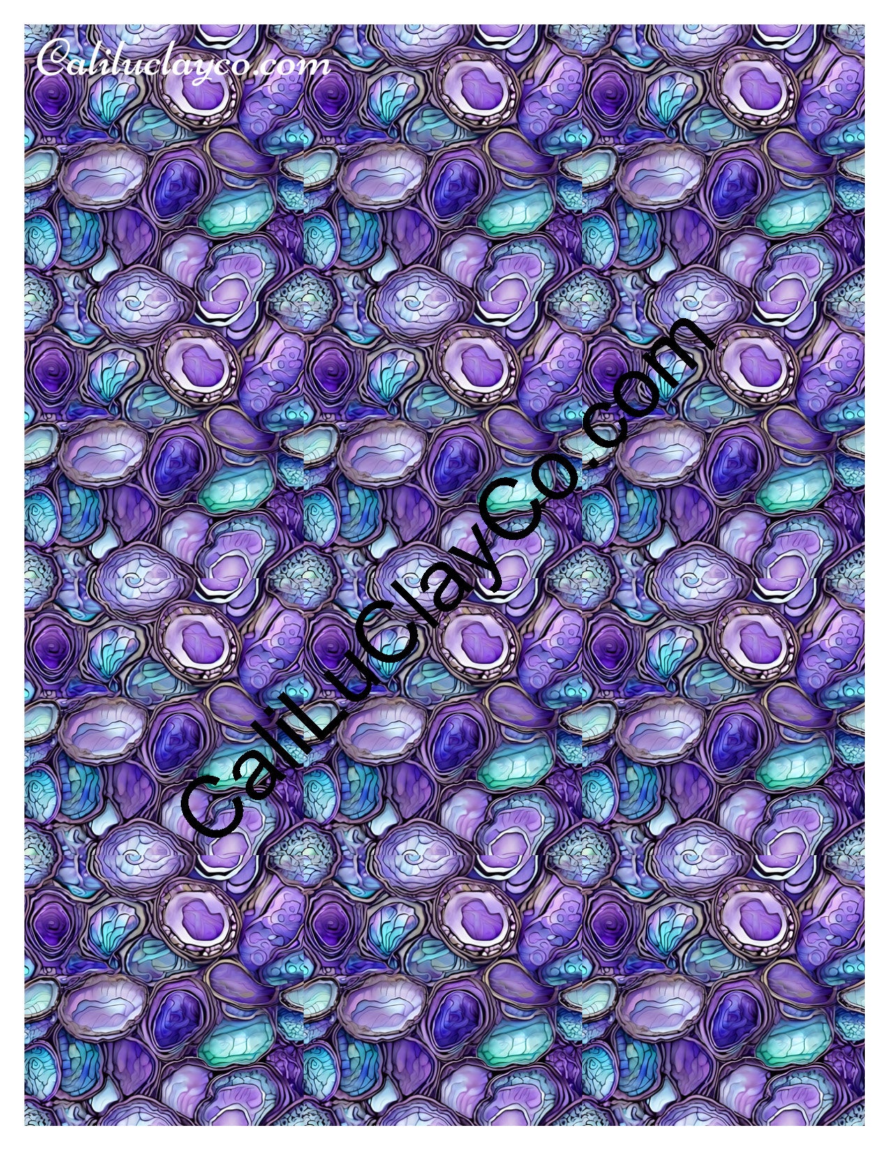 Purple & Teal Stones #8 MULTI Left & Right Polymer Clay Water-Soluble Transfer Sheet / Tattoo Paper