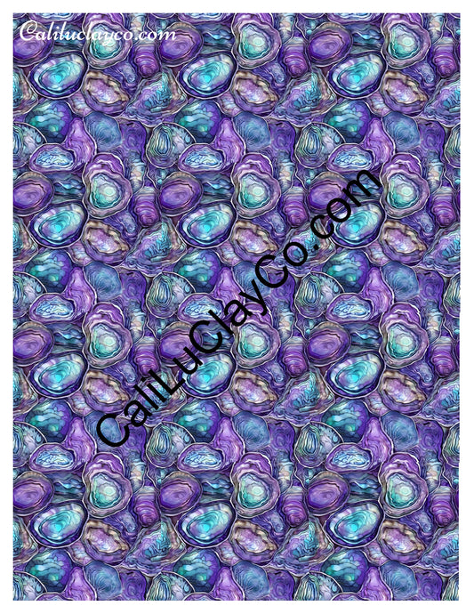 Purple & Teal Stones #11 MULTI Left & Right Polymer Clay Water-Soluble Transfer Sheet / Tattoo Paper