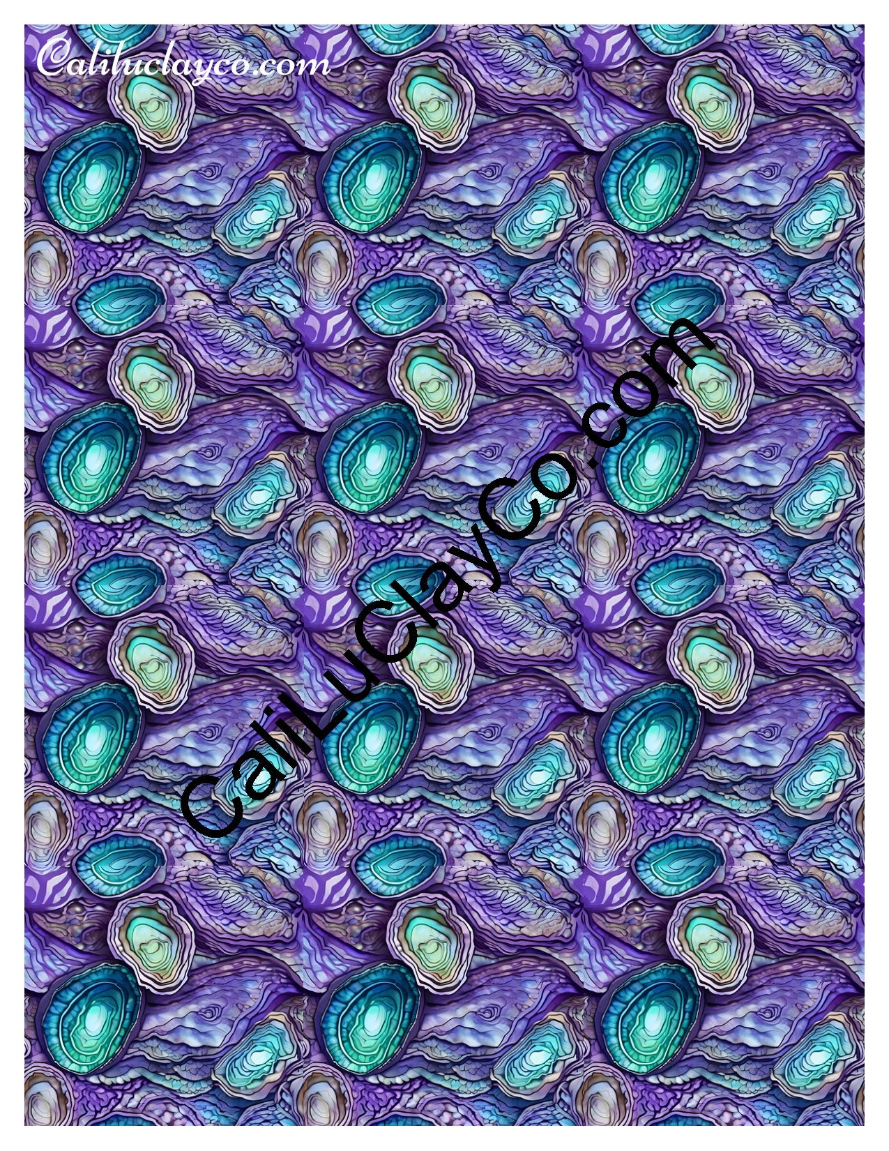 Purple & Teal Stones #12 MULTI Left & Right Polymer Clay Water-Soluble Transfer Sheet / Tattoo Paper