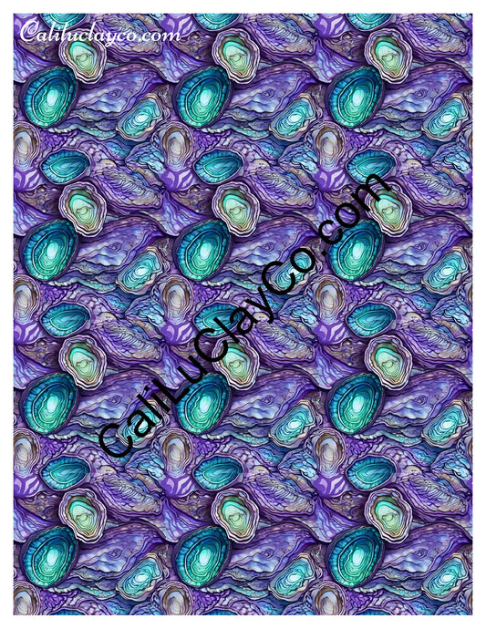 Purple & Teal Stones #12 MULTI Left & Right Polymer Clay Water-Soluble Transfer Sheet / Tattoo Paper