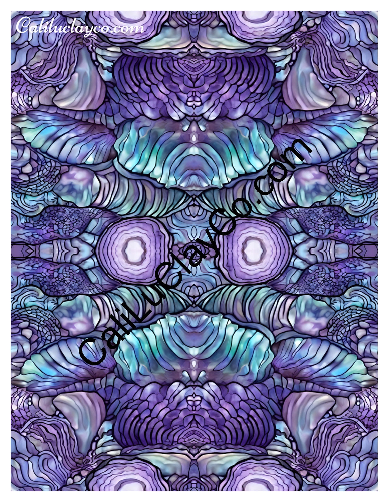 Purple & Teal Stones #13 Mirrored 4x Polymer Clay Water-Soluble Transfer Sheet / Tattoo Paper