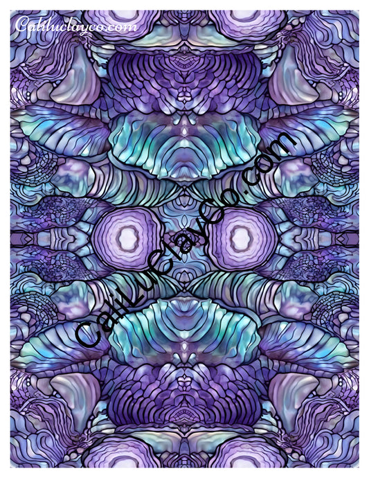 Purple & Teal Stones #13 Mirrored 4x Polymer Clay Water-Soluble Transfer Sheet / Tattoo Paper