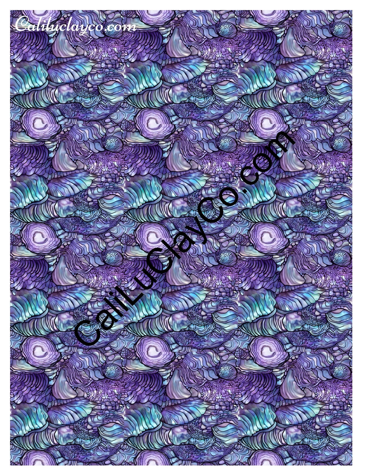 Purple & Teal Stones #13 MULTI Left & Right Polymer Clay Water-Soluble Transfer Sheet / Tattoo Paper