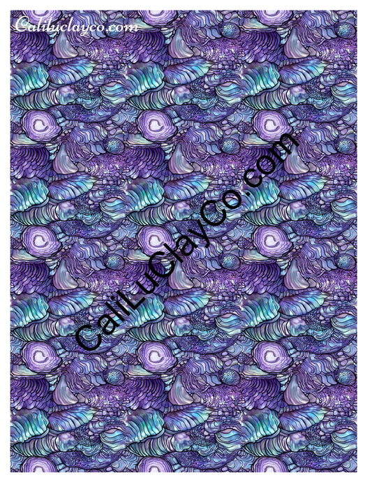Purple & Teal Stones #13 MULTI Left & Right Polymer Clay Water-Soluble Transfer Sheet / Tattoo Paper