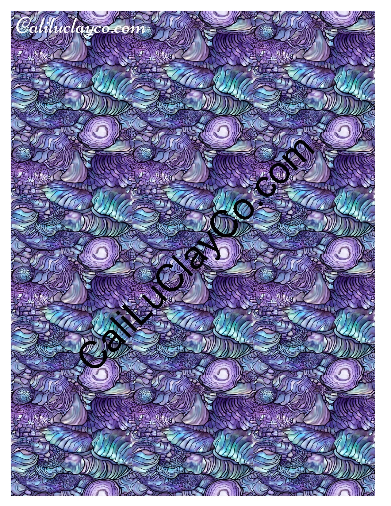 Purple & Teal Stones #13 MULTI Left & Right Polymer Clay Water-Soluble Transfer Sheet / Tattoo Paper