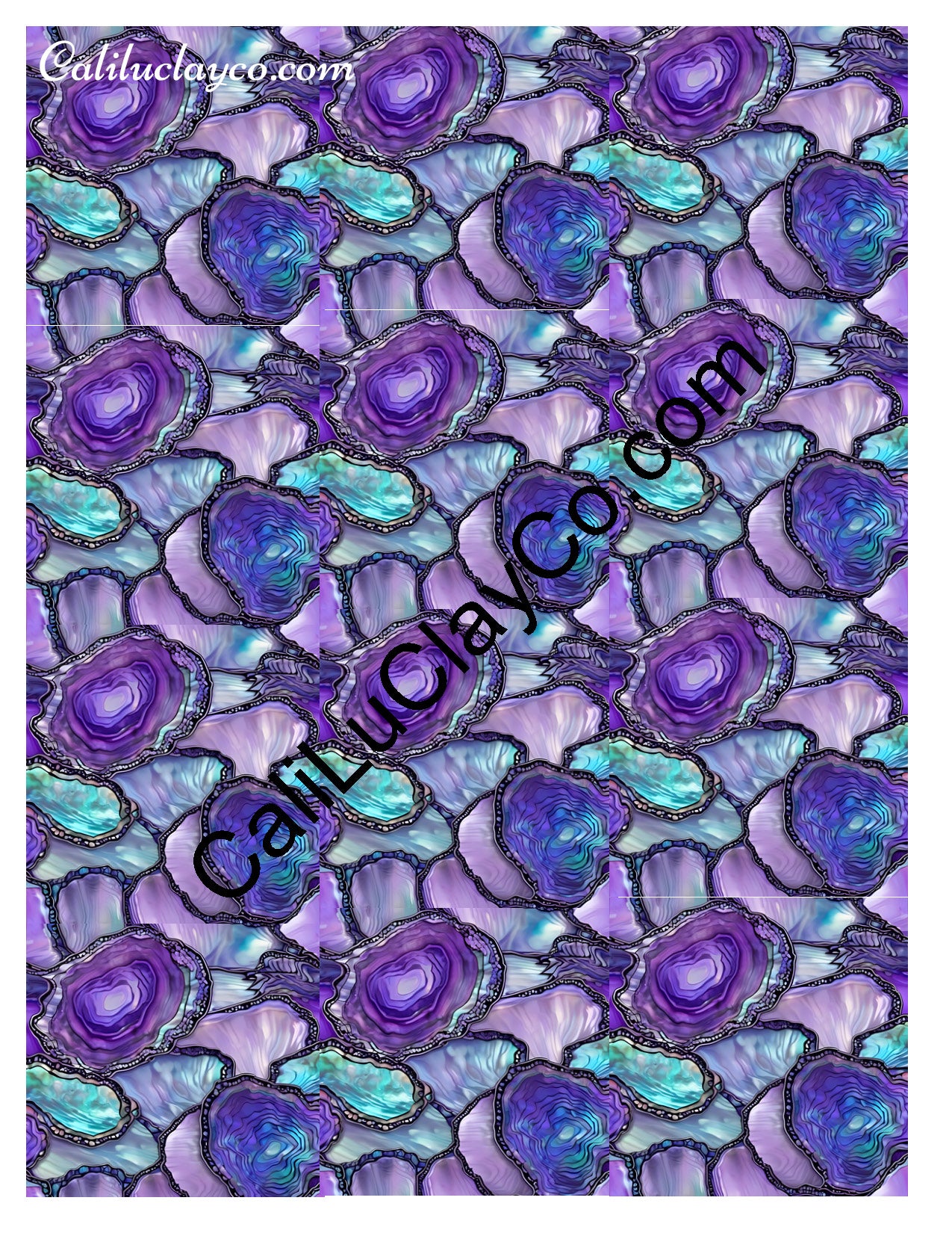 Purple & Teal Stones #15 MULTI Left & Right Polymer Clay Water-Soluble Transfer Sheet / Tattoo Paper