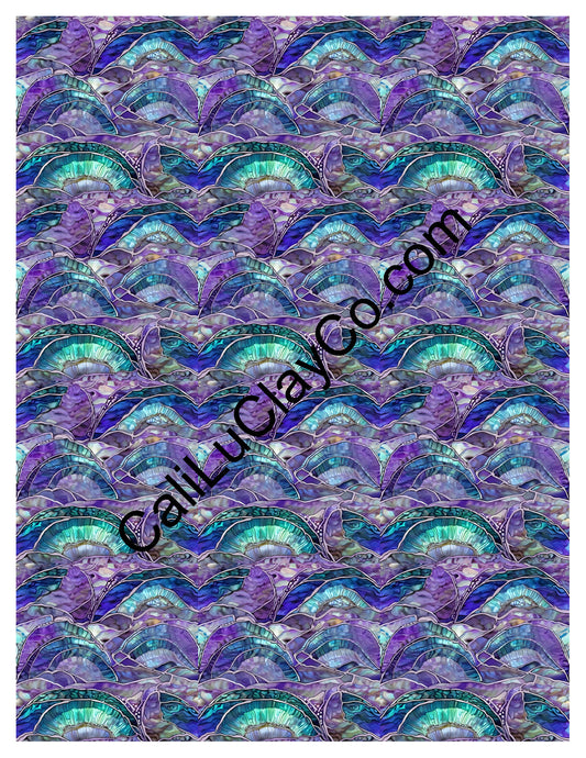 Purple & Teal Stones #16 MULTI Left & Right Polymer Clay Water-Soluble Transfer Sheet / Tattoo Paper