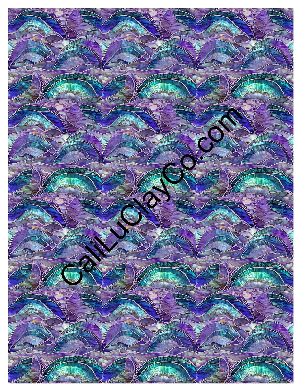 Purple & Teal Stones #16 MULTI Left & Right Polymer Clay Water-Soluble Transfer Sheet / Tattoo Paper