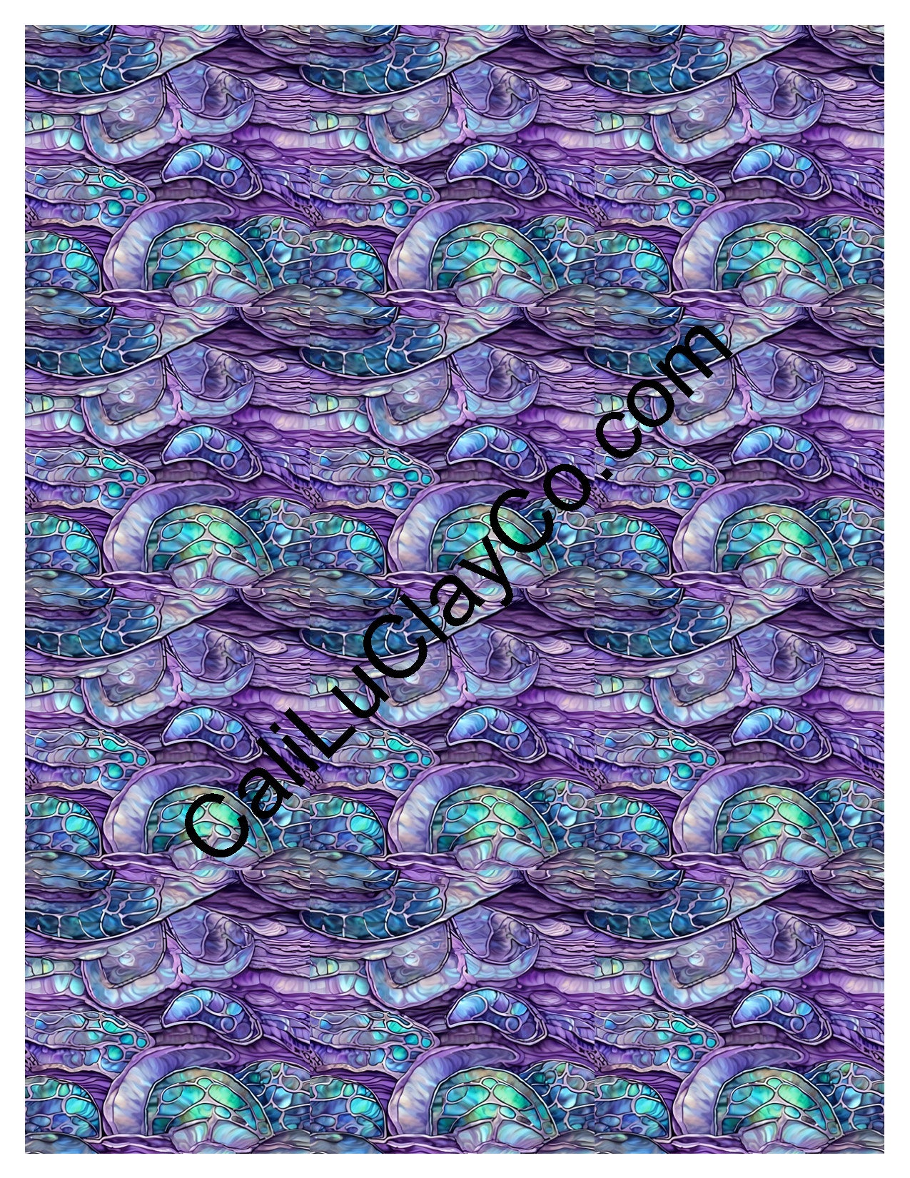 Purple & Teal Stones #18 MULTI Left & Right Polymer Clay Water-Soluble Transfer Sheet / Tattoo Paper