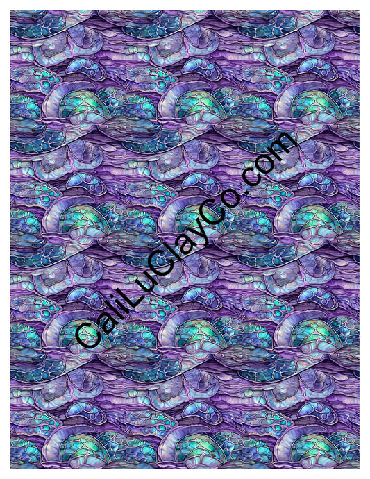 Purple & Teal Stones #18 MULTI Left & Right Polymer Clay Water-Soluble Transfer Sheet / Tattoo Paper