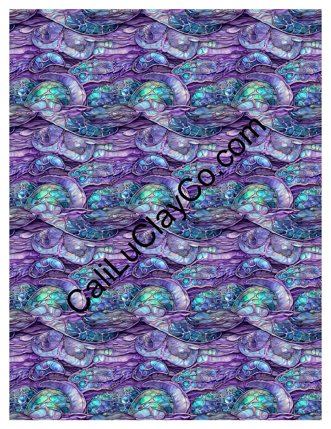 Purple & Teal Stones #18 MULTI Left & Right Polymer Clay Water-Soluble Transfer Sheet / Tattoo Paper