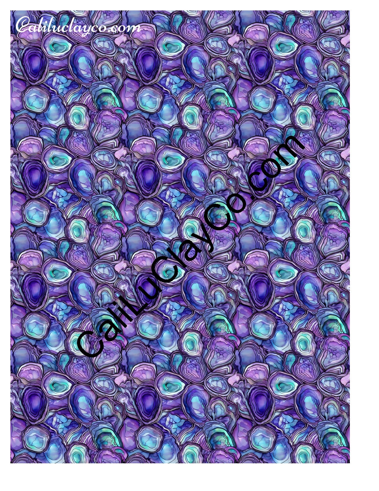 Purple & Teal Stones #19 MULTI Left & Right Polymer Clay Water-Soluble Transfer Sheet / Tattoo Paper