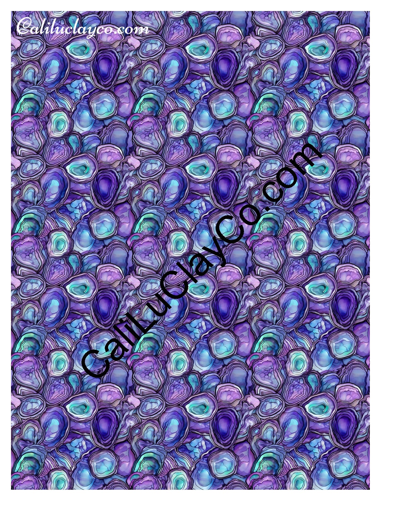 Purple & Teal Stones #19 MULTI Left & Right Polymer Clay Water-Soluble Transfer Sheet / Tattoo Paper