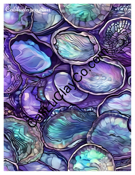 Purple & Teal Stones #20 Left & Right Polymer Clay Water-Soluble Transfer Sheet / Tattoo Paper