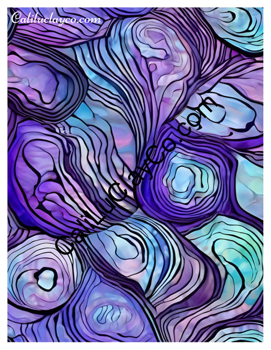 Purple & Teal Stones #21 Left & Right Polymer Clay Water-Soluble Transfer Sheet / Tattoo Paper