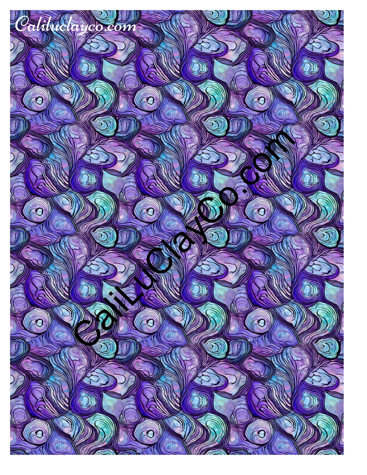 Purple & Teal Stones #21 MULTI Left & Right Polymer Clay Water-Soluble Transfer Sheet / Tattoo Paper