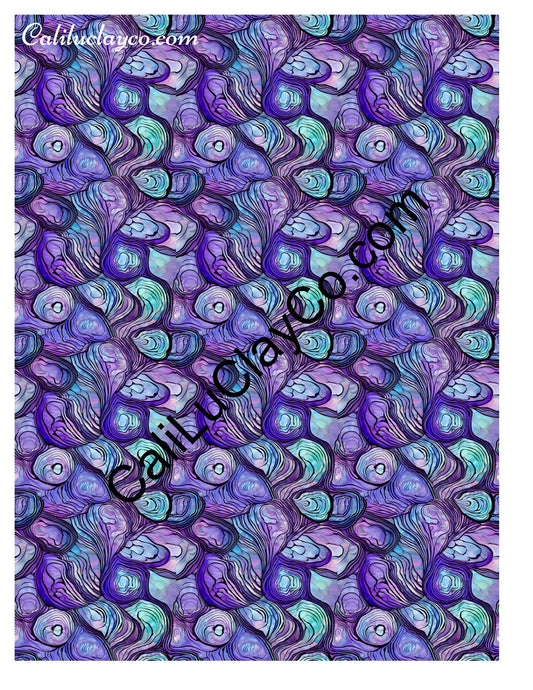 Purple & Teal Stones #21 MULTI Left & Right Polymer Clay Water-Soluble Transfer Sheet / Tattoo Paper
