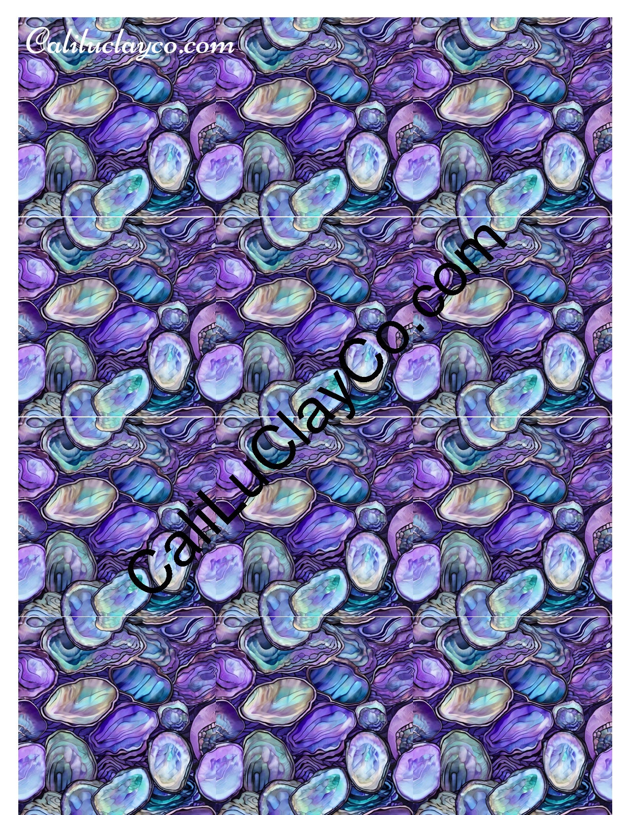 Purple & Teal Stones #22 MULTI Left & Right Polymer Clay Water-Soluble Transfer Sheet / Tattoo Paper