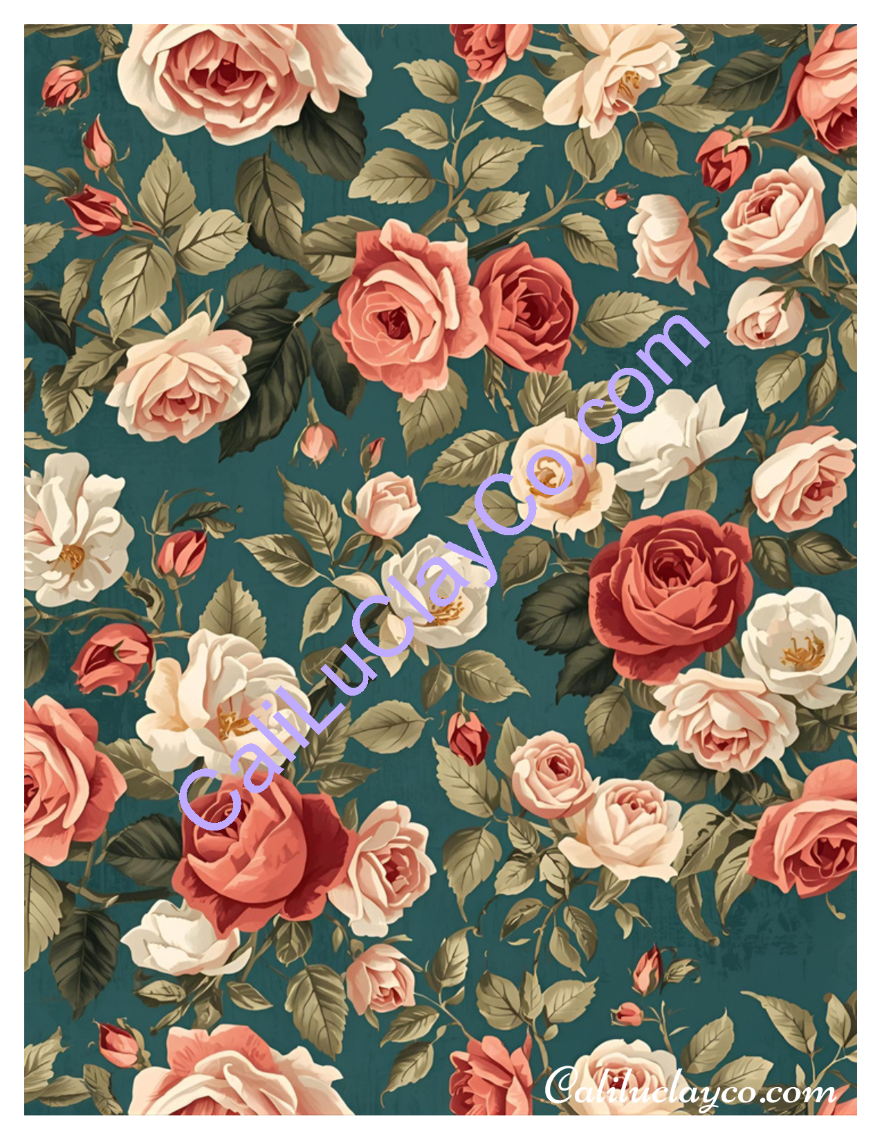 Brick and Ivory Roses Left, Right, and Multi (right) Polymer Clay Water-Soluble Transfer Sheet / Tattoo Paper