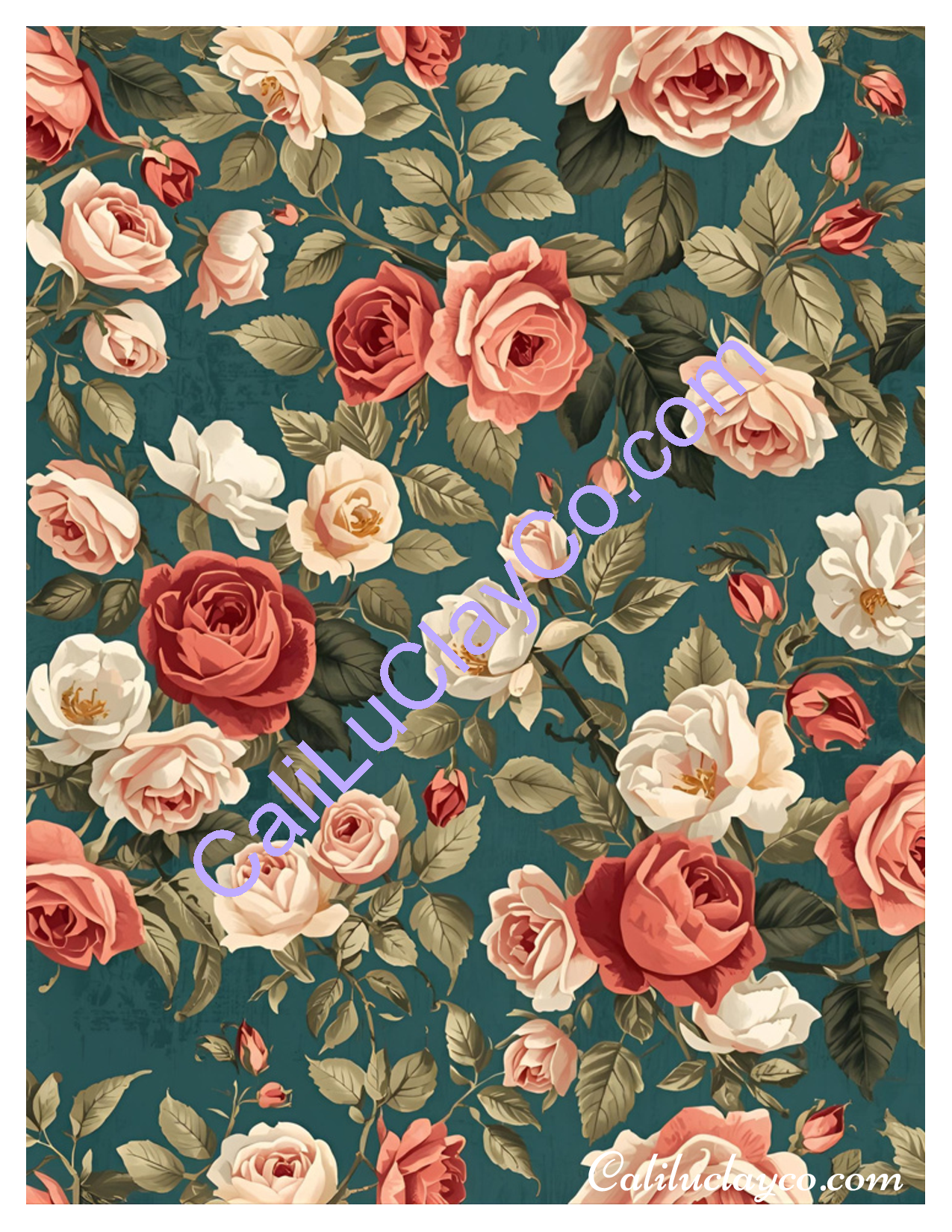 Brick and Ivory Roses Left, Right, and Multi (right) Polymer Clay Water-Soluble Transfer Sheet / Tattoo Paper