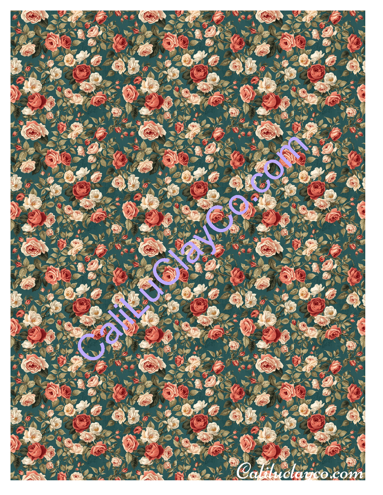 Brick and Ivory Roses Left, Right, and Multi (right) Polymer Clay Water-Soluble Transfer Sheet / Tattoo Paper