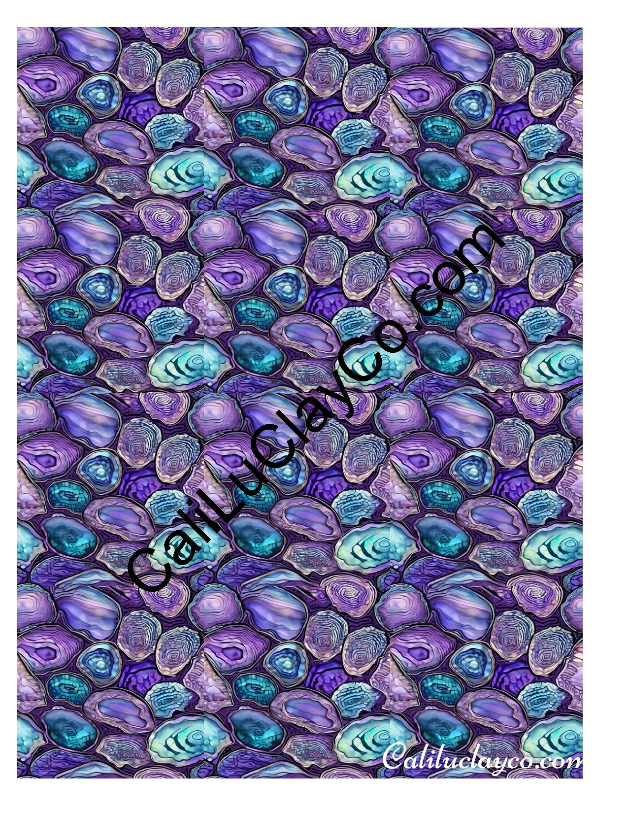 Purple & Teal Stones #42 MULTI Left & Right Polymer Clay Water-Soluble Transfer Sheet / Tattoo Paper