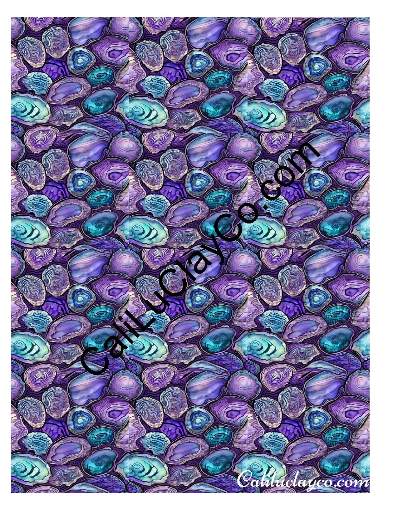 Purple & Teal Stones #42 MULTI Left & Right Polymer Clay Water-Soluble Transfer Sheet / Tattoo Paper