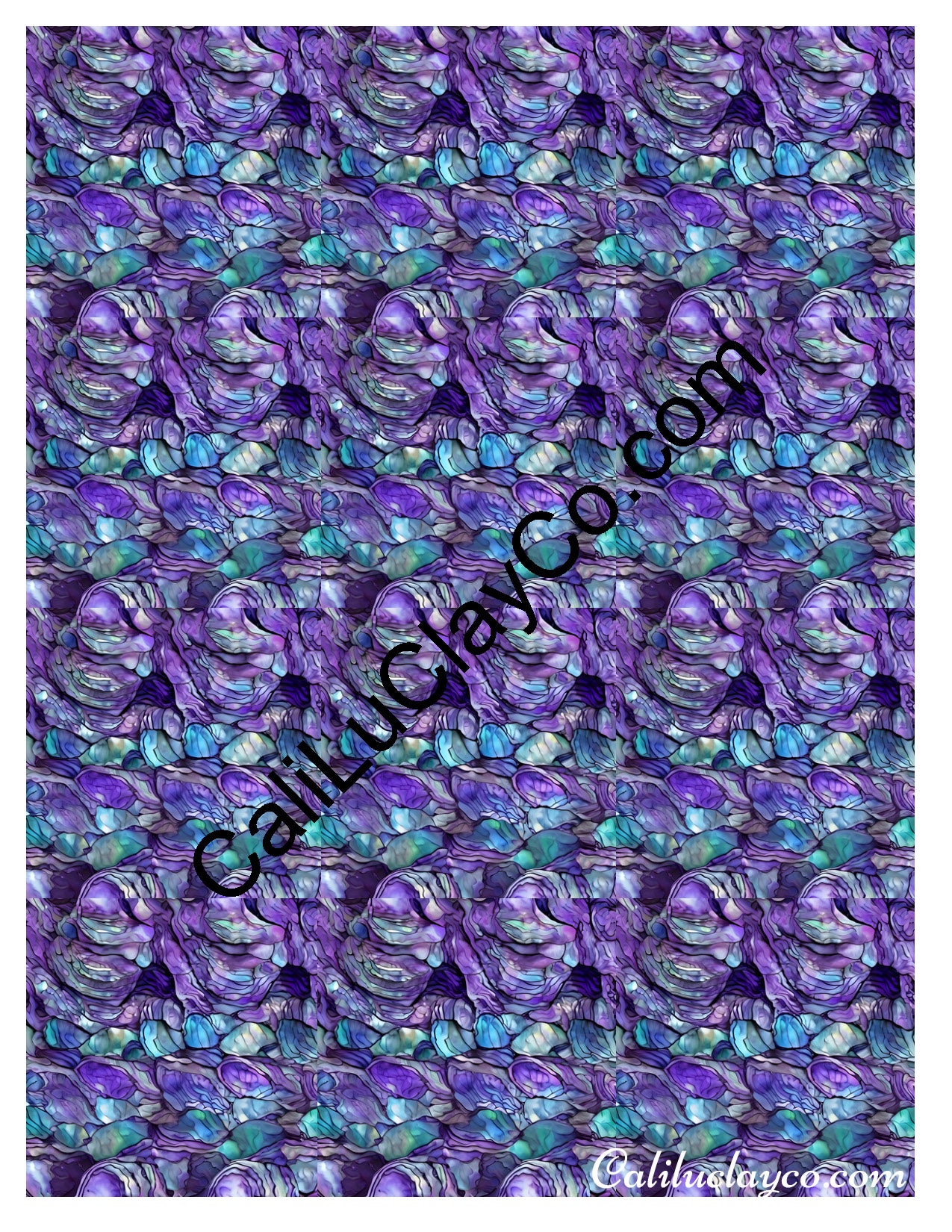 Purple & Teal Stones #44 MULTI Left & Right Polymer Clay Water-Soluble Transfer Sheet / Tattoo Paper