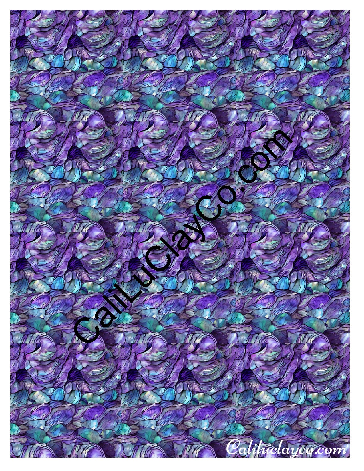 Purple & Teal Stones #44 MULTI Left & Right Polymer Clay Water-Soluble Transfer Sheet / Tattoo Paper