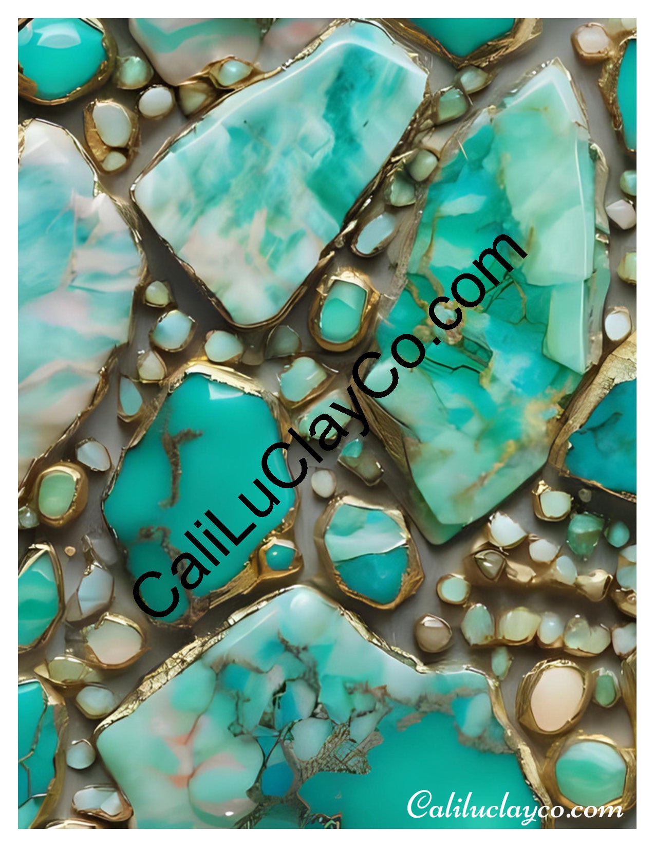 Larimar #1 Left & Right Polymer Clay Water-Soluble Transfer Sheet / Tattoo Paper