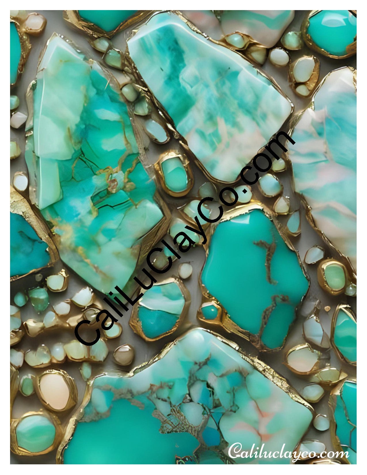 Larimar #1 Left & Right Polymer Clay Water-Soluble Transfer Sheet / Tattoo Paper