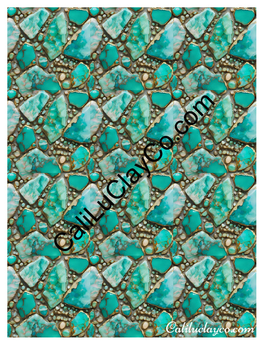 Larimar #1 MULTI Polymer Clay Water-Soluble Transfer Sheet / Tattoo Paper