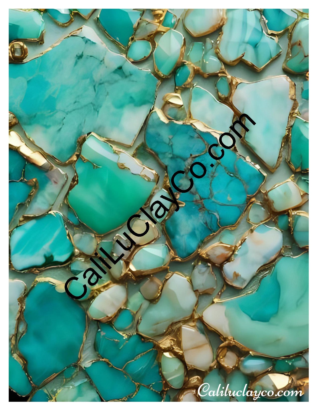 Larimar #3 Left & Right Polymer Clay Water-Soluble Transfer Sheet / Tattoo Paper