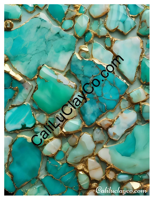 Larimar #3 Left & Right Polymer Clay Water-Soluble Transfer Sheet / Tattoo Paper