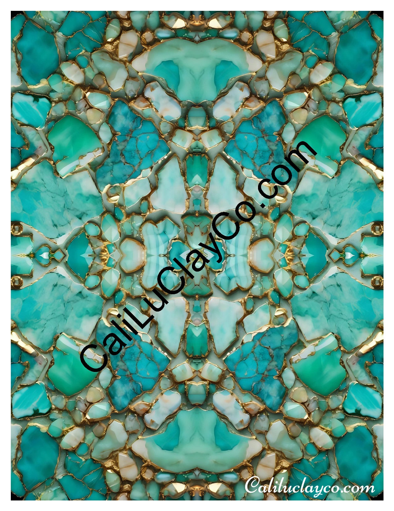 Larimar #3 Mirrored x4 Polymer Clay Water-Soluble Transfer Sheet / Tattoo Paper