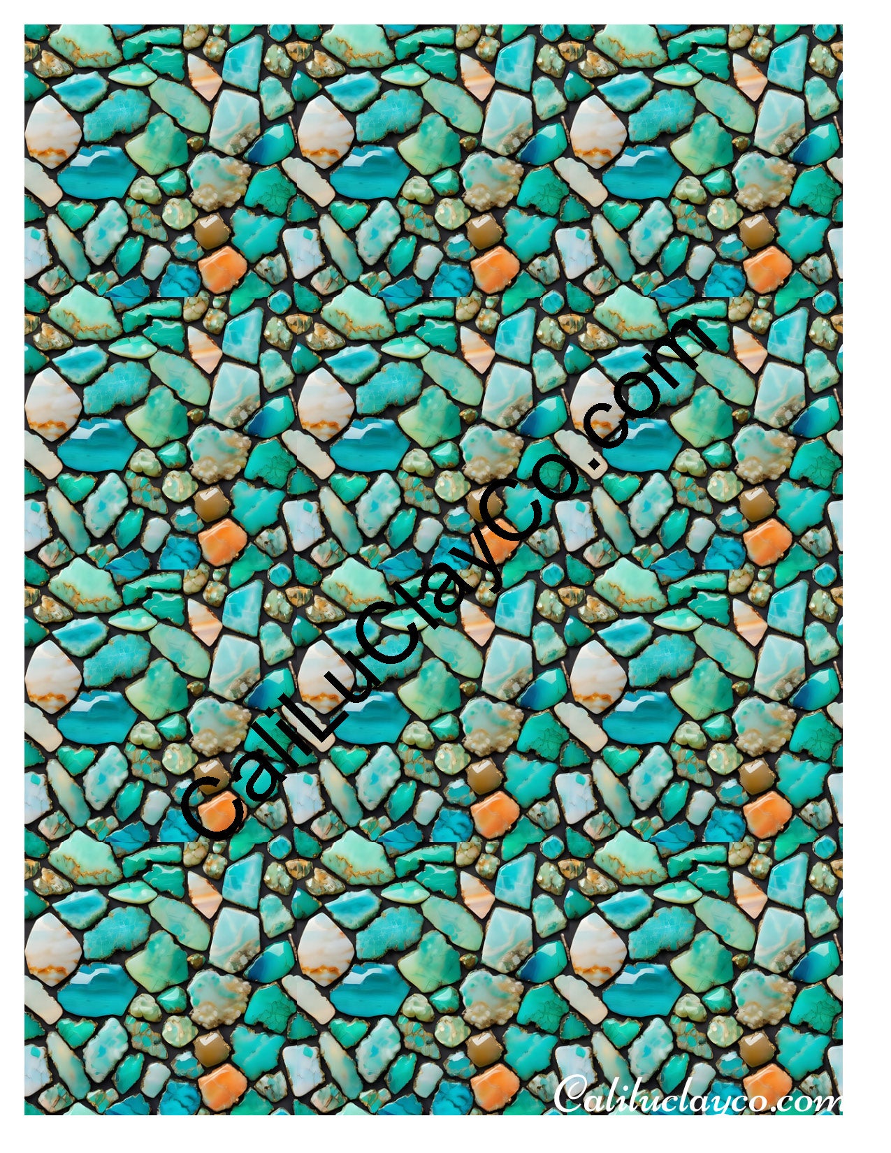 Larimar #4 MULTI Left & Right Polymer Clay Water-Soluble Transfer Sheet / Tattoo Paper