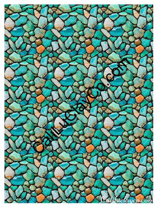 Larimar #4 MULTI Left & Right Polymer Clay Water-Soluble Transfer Sheet / Tattoo Paper