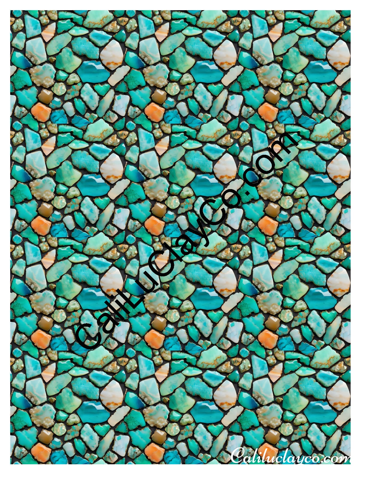 Larimar #4 MULTI Left & Right Polymer Clay Water-Soluble Transfer Sheet / Tattoo Paper