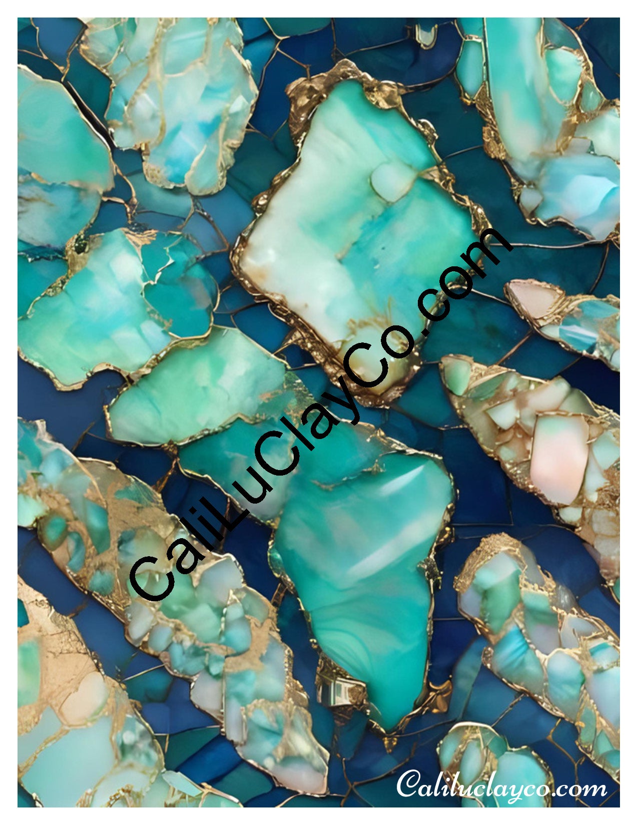 Larimar #5 Left & Right Polymer Clay Water-Soluble Transfer Sheet / Tattoo Paper
