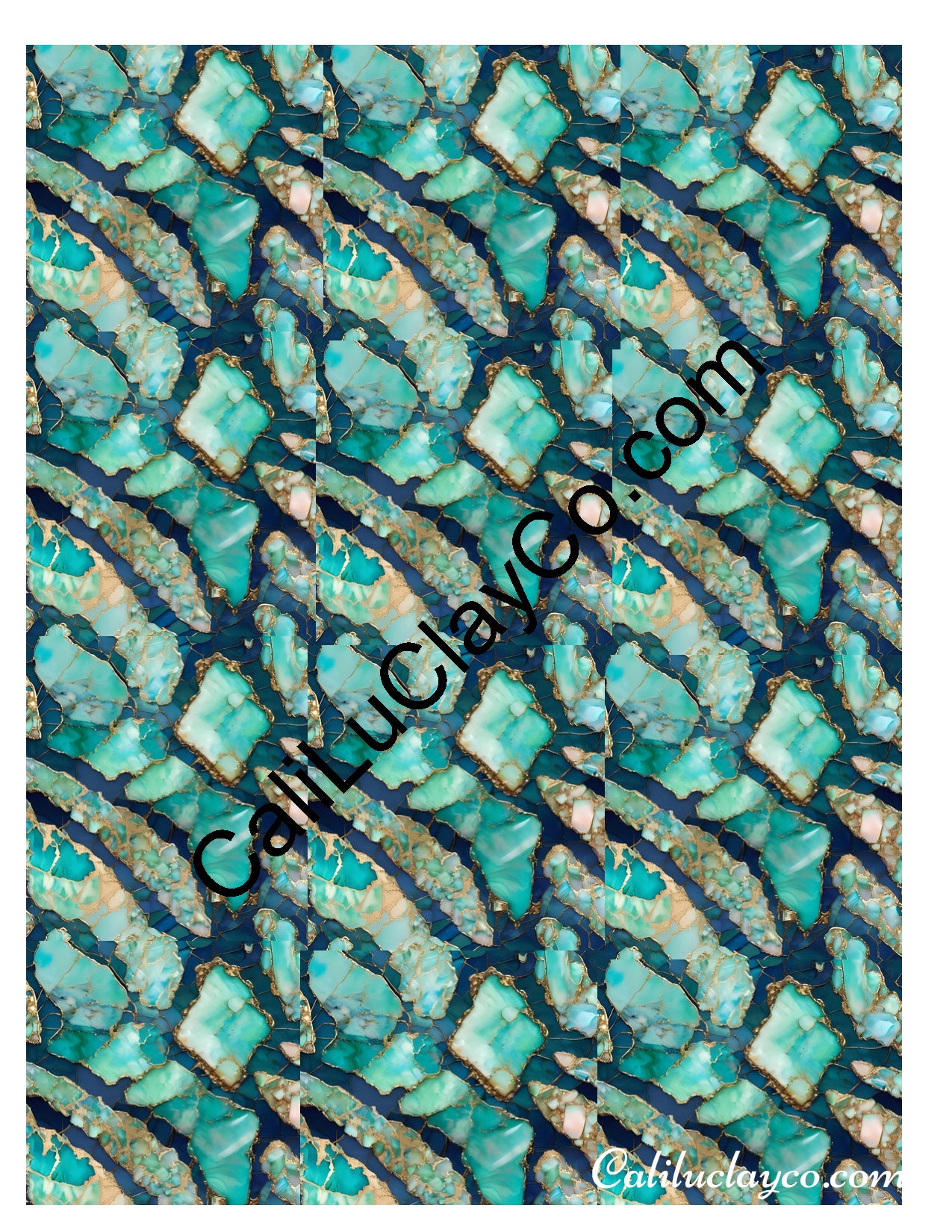 Larimar #5 MULTI Left & Right Polymer Clay Water-Soluble Transfer Sheet / Tattoo Paper