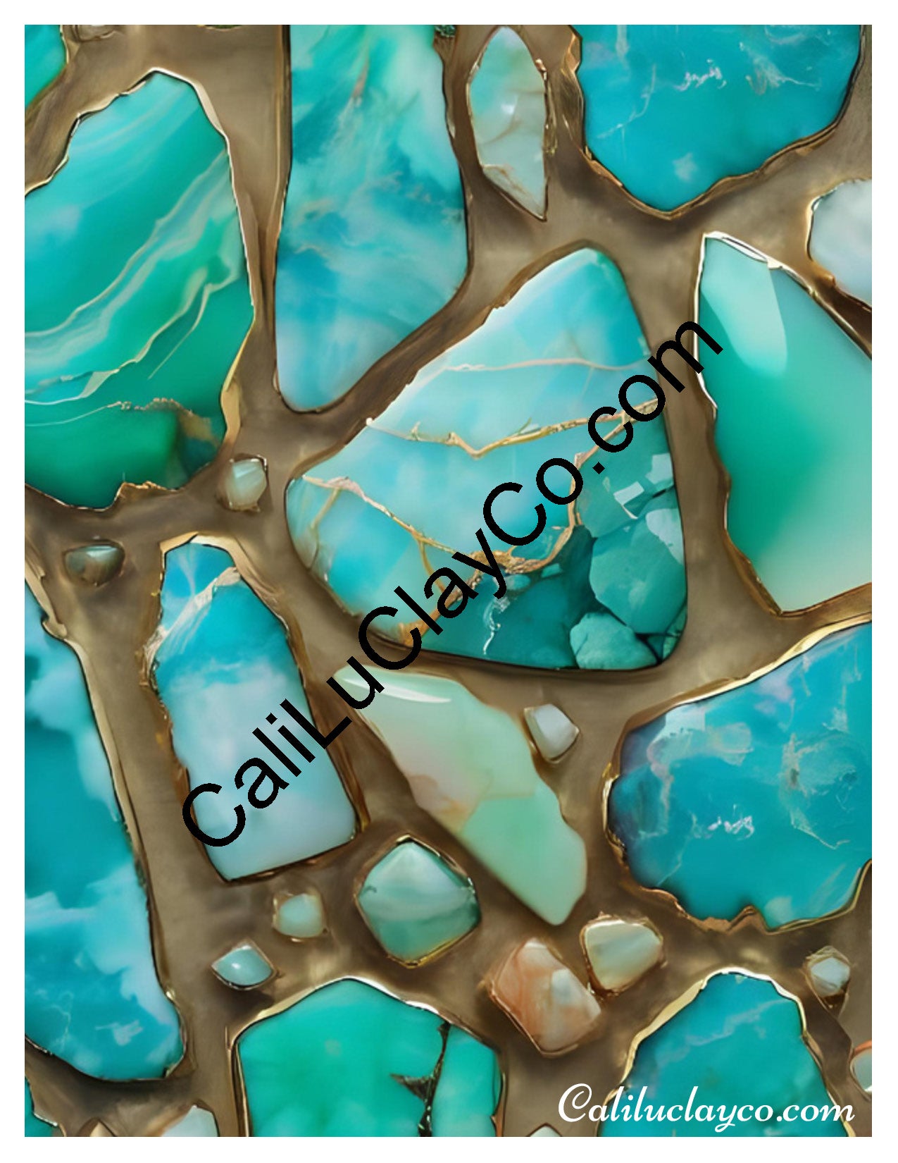 Larimar #6 Left & Right Polymer Clay Water-Soluble Transfer Sheet / Tattoo Paper