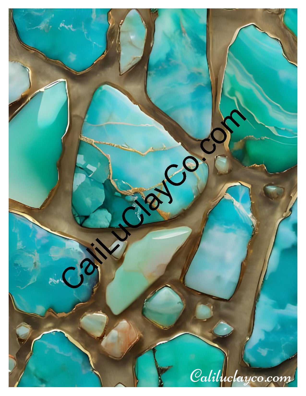 Larimar #6 Left & Right Polymer Clay Water-Soluble Transfer Sheet / Tattoo Paper