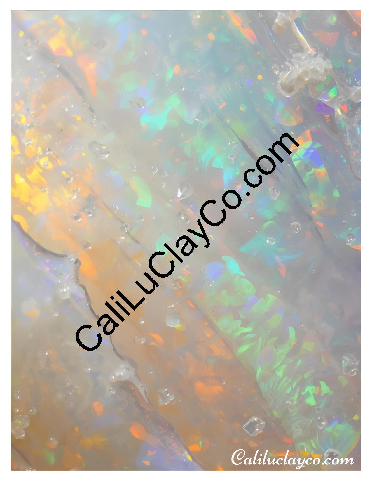 Opalescent Marbling Left & Right Polymer Clay Water-Soluble Transfer Sheet / Tattoo Paper