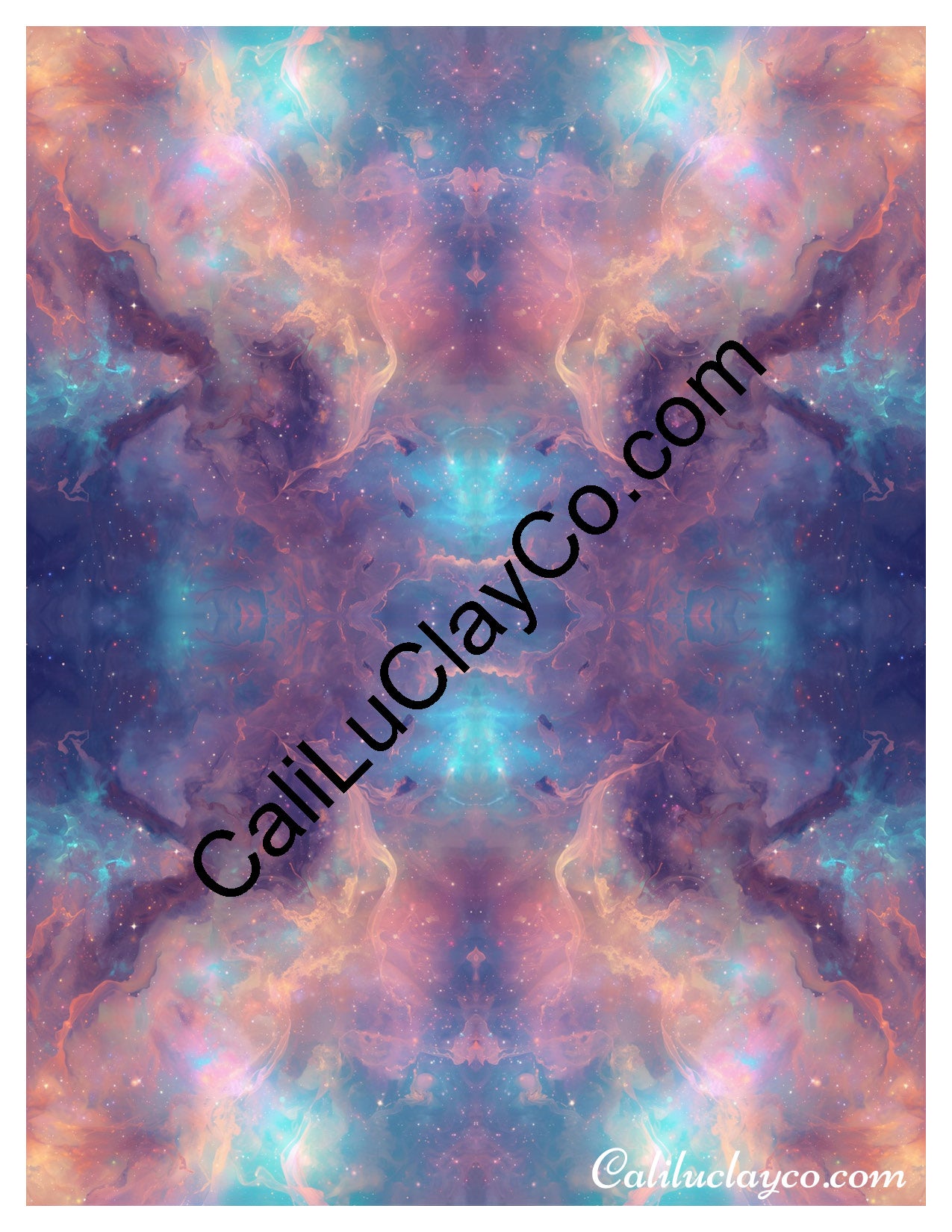 Rainbow Marbling #2 Mirrored x4 Polymer Clay Water-Soluble Transfer Sheet / Tattoo Paper