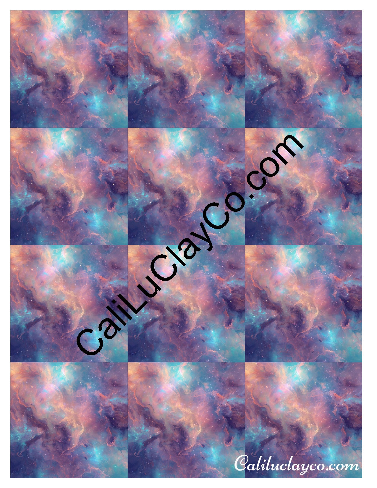 Rainbow Marbling #2 MULTI Left & Right Polymer Clay Water-Soluble Transfer Sheet / Tattoo Paper